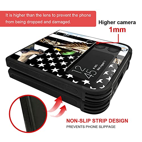 Djsok Compatible With Samsung Galaxy Z Flip 3 Case,Duck Hunting Camo American Flag Pattern Design Hard Pc Scratch-Proof Soft Tpu Shockproof Anti-Fall Protective Case For Samsung Galaxy Z Flip 3 5G #TOP2