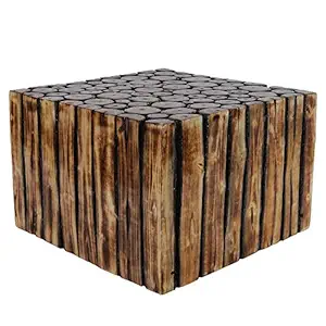Inception Global, Square Small Wooden Stool for Cafe Outdoor Furniture Picnic Garden Living Room Bedroom Kitchen Home Decor Foot Stool for Speaker Plants Statue Pre-Assembled- 8 Inches