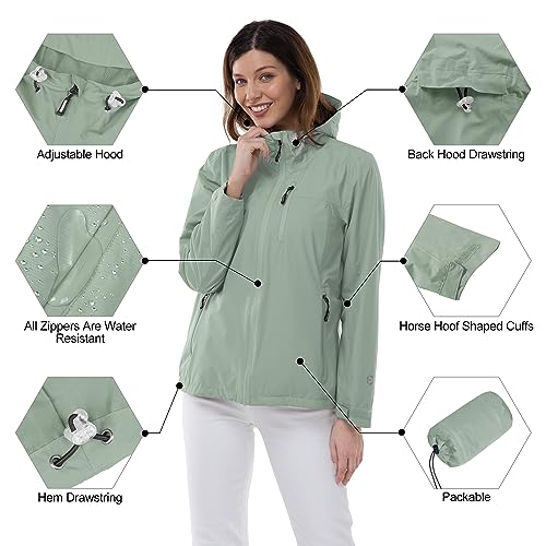 Image of Outdoor Ventures Packable Rain Jacket Women Waterproof Raincoat with Hood