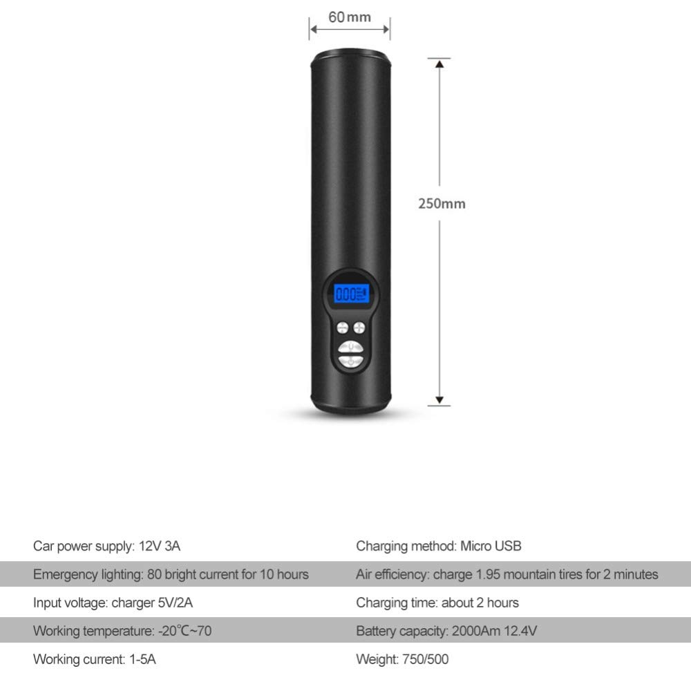 Cyfrowa pompka powietrza 12 V 150 PSI akumulator do pompowania opon bezprzewodowa sprężarka samochodowa pompa do opon z oświetleniem awaryjnym LED