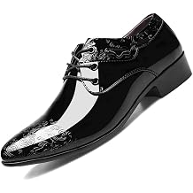 Mens Fashion High Gloss Patent Leather Oxford Formal Business Casual Lace Up Elegant Dress Shoes