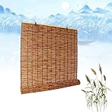 Cordless Retro Outdoor Reed Roller Blinds Retro Bamboo Roll Up Roman Roller Blinds Porch Blackout Ro