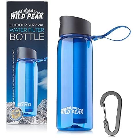Wild Peak Stay Alive-4 Outdoor 4-Stage Water Filter Straw Emergency 22oz Bottle with Activated Carbon for Survival, Camping, Hiking, Climbing, Backpacking (1500 Liters) Cover