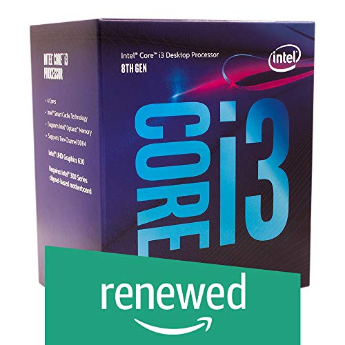 Intel Core i3-8100 Desktop Processor 4 Cores up to 3.6 GHz Turbo Unlocked LGA1151 300 Series 95W (Renewed)