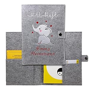 Cozy Racoon U-Heft- und Impfpasshülle aus Filz mit Personalisierung/mit Name | 3- teiliges Set | Hochwertige Hülle für…