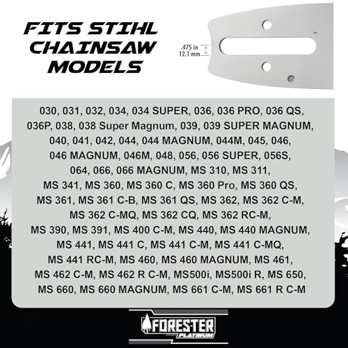 FORESTER 25” Platinum Replacement Chainsaw Guide Bar & Chain Combo - 25in Length, 3/8” Pitch, .050 Gauge, D025 Mount, 84 Drive Link – Replacement Chainsaw Bars For Stihl