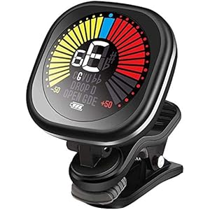 Guitar Tuner Rechargeable, Clip On Tuner with LCD Color Display with Guitar, Ukulele, Violin and Chromatic Tuning Modes…