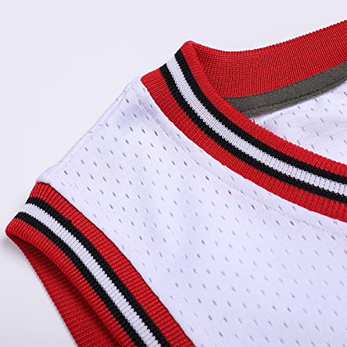 DEHANER Mens Womens Basketball Jerseys 80s 90s 00s 10s Hip-Hop Fashion Shirts Fans Mesh Tank Top,Red Neckline-White Jersey,Men Size Small by D DEHANER - Used condition - Image 5