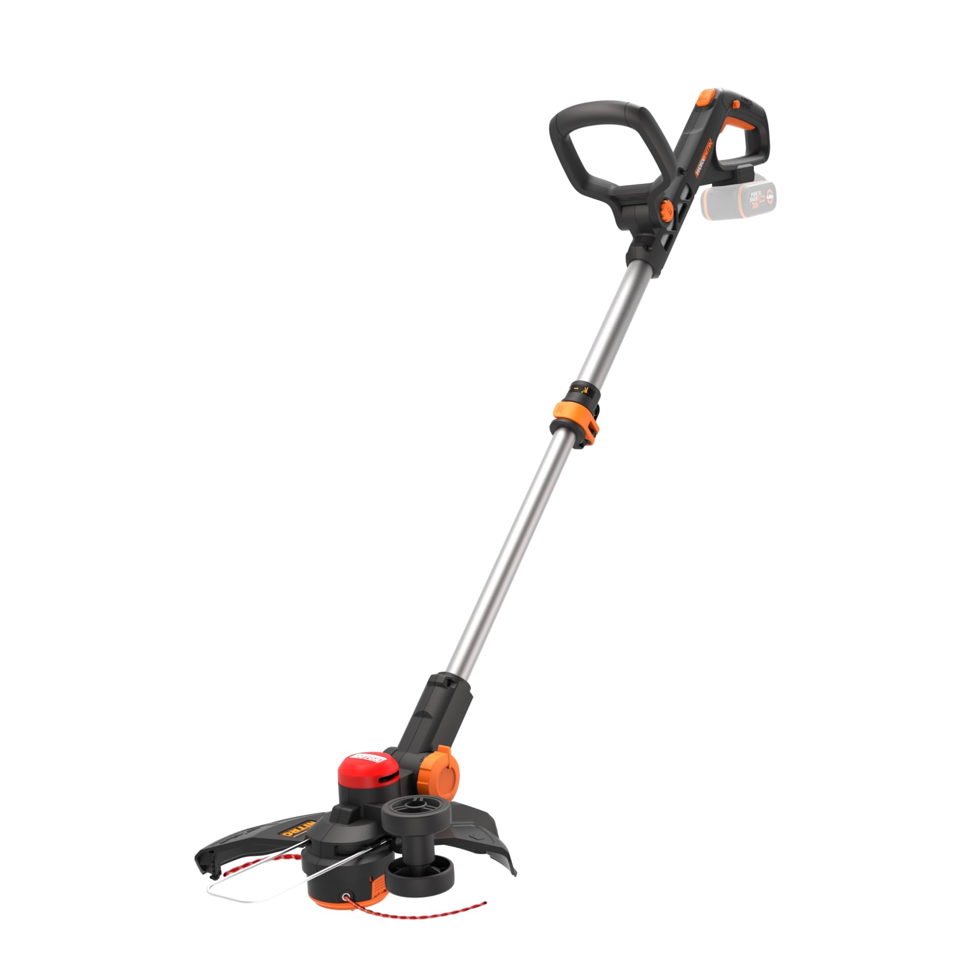 WORX Nitro WG173E.9 Akku Rasentrimmer 20V - leistungsstarker bürstenloser Motor - 33 cm Schnittkreis - Nutzungskomfort Dank des Gummigriffs - PowerShare kompatibel - ohne Akku & Ladegerät