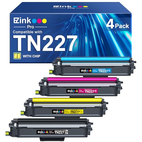 E-Z Ink Pro Compatible TN227 Toner Cartridge Replacement for Brother TN227 TN-227 BK/C/M/Y High Yield TN223 TN-223 Compatible with HL-L3290CDW HL-L3210CW MFC-L3750CDW MFC-L3710CW Printer (4