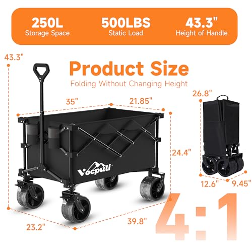 40-L-Collapsible-Wagon-Cart-Foldable-500lbs-Weight-Capacity-250L-Heavy-Duty-Folding-Beach-Wagons-with-Big-All-Terrain-Wheels-Utility-Carts-for-Groceries-Shopping-Camping-Sports-Black