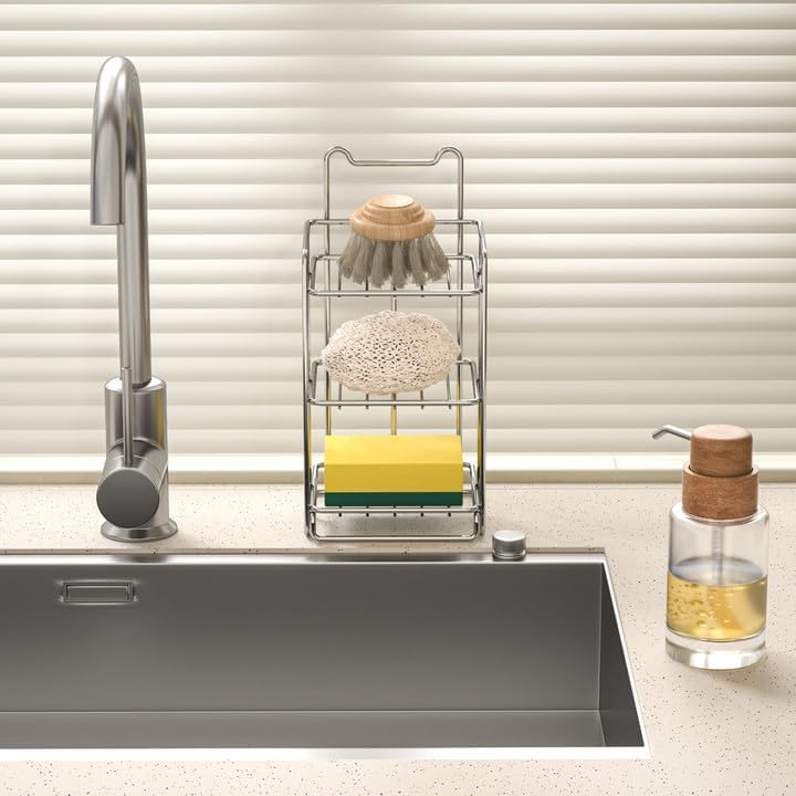 3 Tier Soap Bar Holder, 304 Stainless Steel Soap Dish for Bathroom, Removable Sponge Rack for Kitchen Sink (Silver) - Image 7