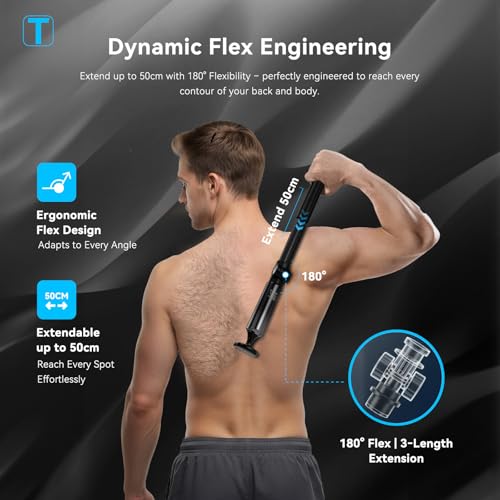Image of Back Shaver for Men, 4-in-1 LED Display Electric Groin Hair Trimmer | Type-C, Safety Lock, IPX7 Wet /Dry Clippers, Rechargeable with Long Handle, MultiFunctional Back Trimmer for Men,(Cool Silver)