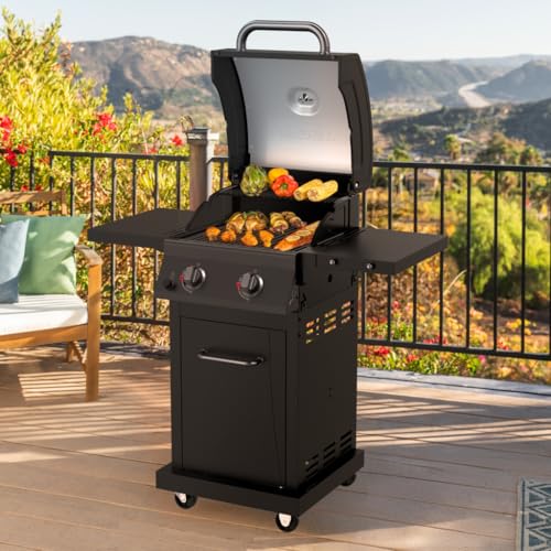 Nexgrill Deluxe 2-Burner Gas Grill with 401 SQ In Grate, 28000 BTUs, Heavy Duty Steel Frame & Foldable Side Table, Propane BBQ Grill for Outdoor Cooking, Patios, Backyards and More - 720-0864RD by Nexgrill - Image 6