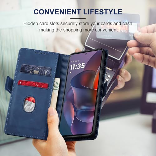Image of Jasonyu Flip Wallet Case for Moto G Stylus 5G (2025),Blue