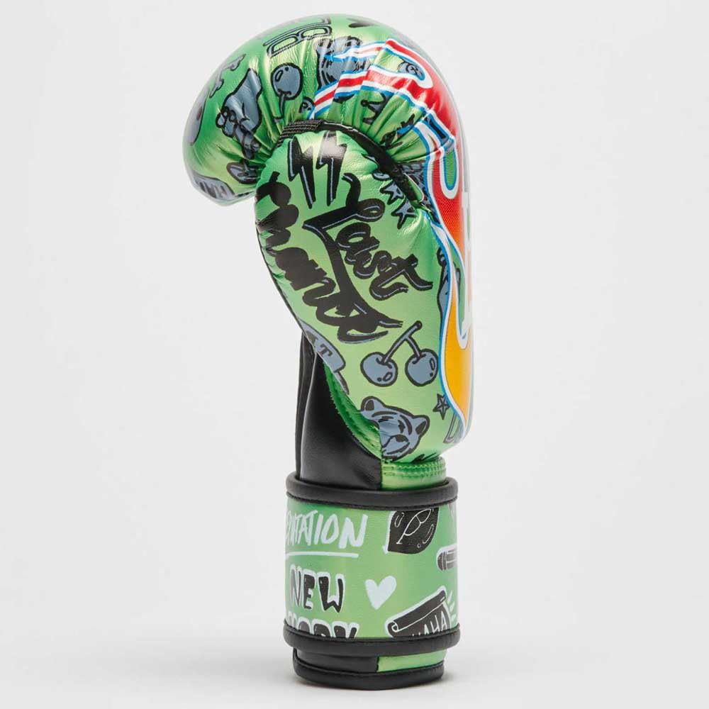 LEONE 1947 Guanti Boxe Flames 6 OZ Verde