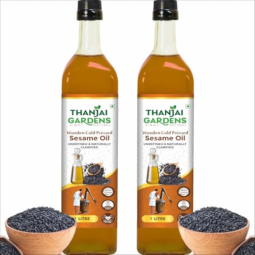 Image of THANJAI GARDENS Wooden Cold Pressed Gingelly oil 100% Pure Natural1 X 2 Litre