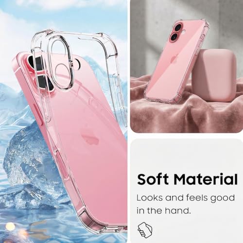 Image of Fashionury 3D Raised Transparent Crystal Clear Back Cover for iPhone 16 Plus | Shockproof Design | Anti-Slip Grip | Camera Protection | 360 Degree Protection Mobile Case