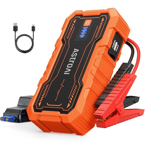 AstroAI S8 Pro Car Battery Jump Starter, 3000A Peak Jump Starter Battery Pack for Up to 9.0L Gas & 7.0L Diesel Engines, 12V Portable Jumper Box with 3 Modes Flashlight and Jumper Cables，Oran
