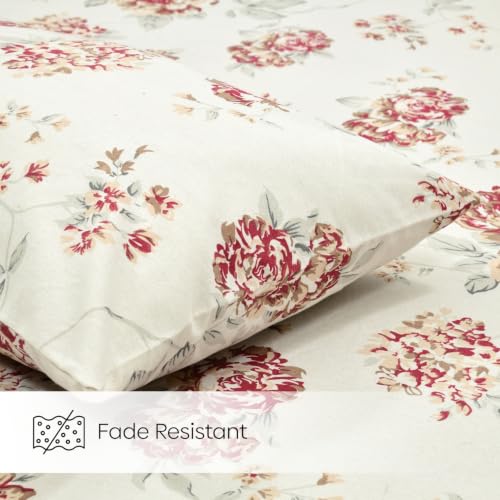 Image of Haus & Kinder Single Bedsheet for Single Bed with Pillow Cover Pure Cotton 186 TC | Soft & Silk Bedsheet for Single Bed |58 x 98 Inches - English Rose Reverie