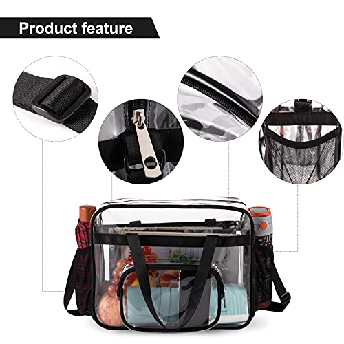 Ueoe Clear Bags Stadium Approved,See Through Tote Bag+Shoulder Strap Large Transparent Bag #TOP3