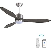 Ovlaim 132 cm Okos Mennyezeti Ventilátor Távirányítóval - Fa Lapátok, 6 Sebesség, App/Alexa Vezérlés, LED Világítás, Csendes DC Motor, Szürk 1