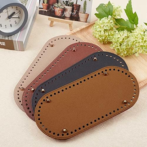 PH PandaHall 4pcs Crochet Bag Bottom 25x12x1.1cm Oval Bottom Bag Leather Bottoms For Bags Cushion Base with Holes Bag Shoulder Bags DIY Accessories