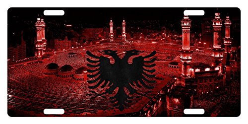 Albania Flag Custom License Plate Albanian Emblem (VERSION 4)