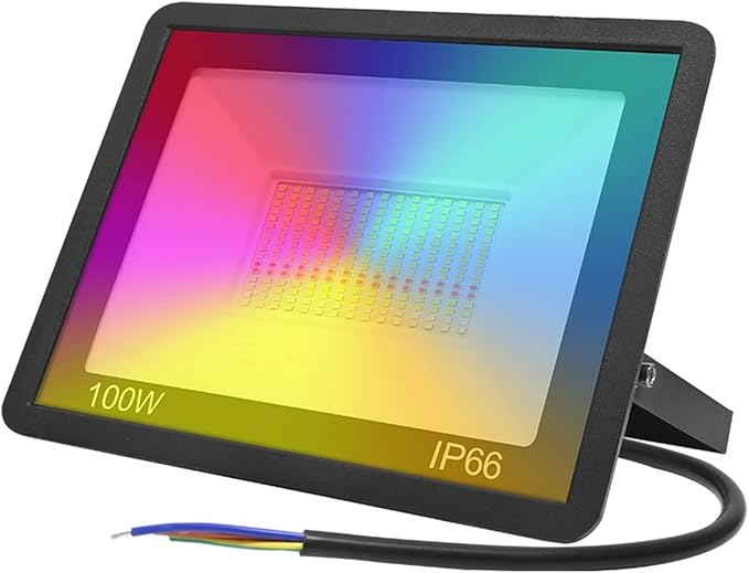 USKI Led-schijnwerpers, 30W/50W/100W Spotlight Tuya Smart LED Floodlight Led Garden Stage WiFi Smart App RGB Kleur warm koel licht voor Binnenplaats, Tuin(100W)