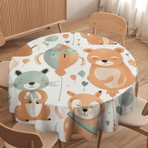 Nappe ronde animaux et ballons imperméable 127cm pour décoration de table - 5