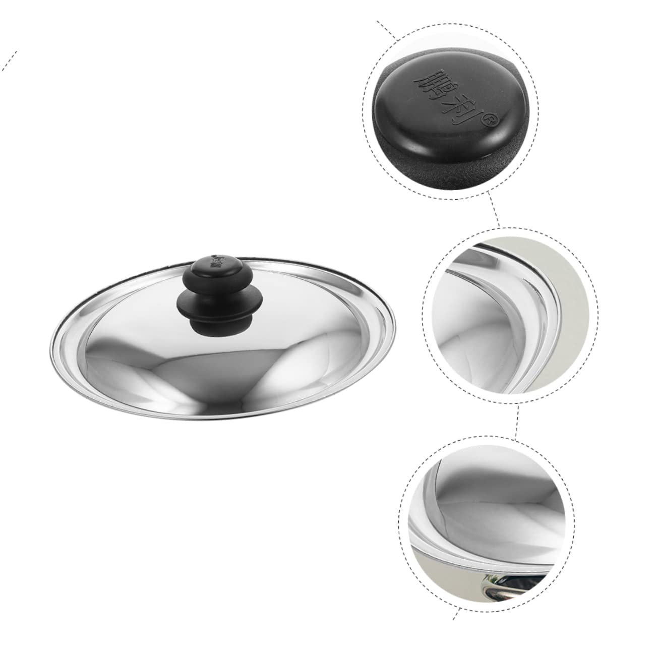 Hemoton Couvercle de casserole universel de 30 cm avec bouton rond, couvercle de rechange en acier inoxydable pour ustensiles de cuisine à la maison