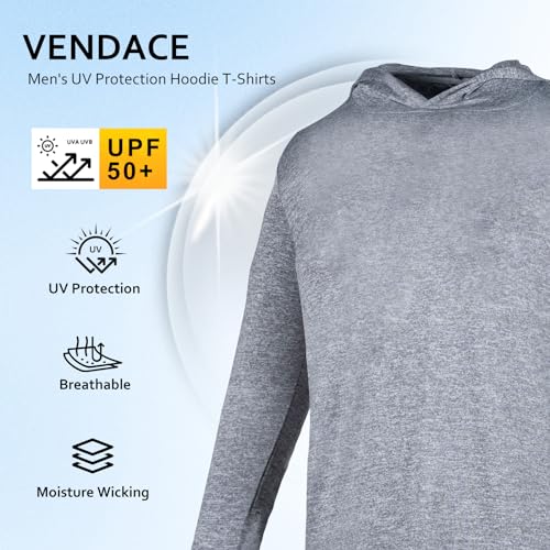 VENDACE Men's Hoodie Shirts Long Sleeve UPF 50+ Sun Protection T Shirts Casual Fishing Hiking Shirts with Hood4