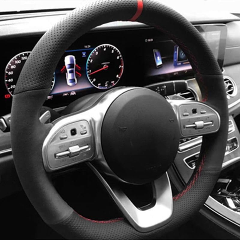 Ochraniacz na kierownicę antypoślizgowy zamszowy warkocz pokrowiec na kierownicę samochodu do Mercedesa do Benz klasy S W222 GLC klasa A W177 klasa C W205 klasa E W213 Kolor: styl 1211 (Styl 109)