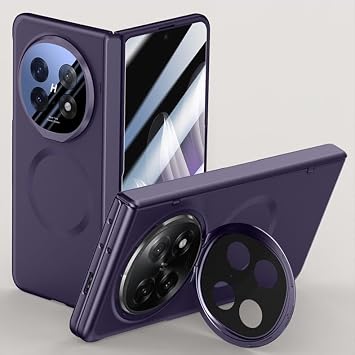 Scrub PC Fold Phone Case for Oppo Find N5, Metal Lens Bracket, Hinge Protection, Built-in Screen Protector, Wireless Charging, Protective Cover Purple, Find N5