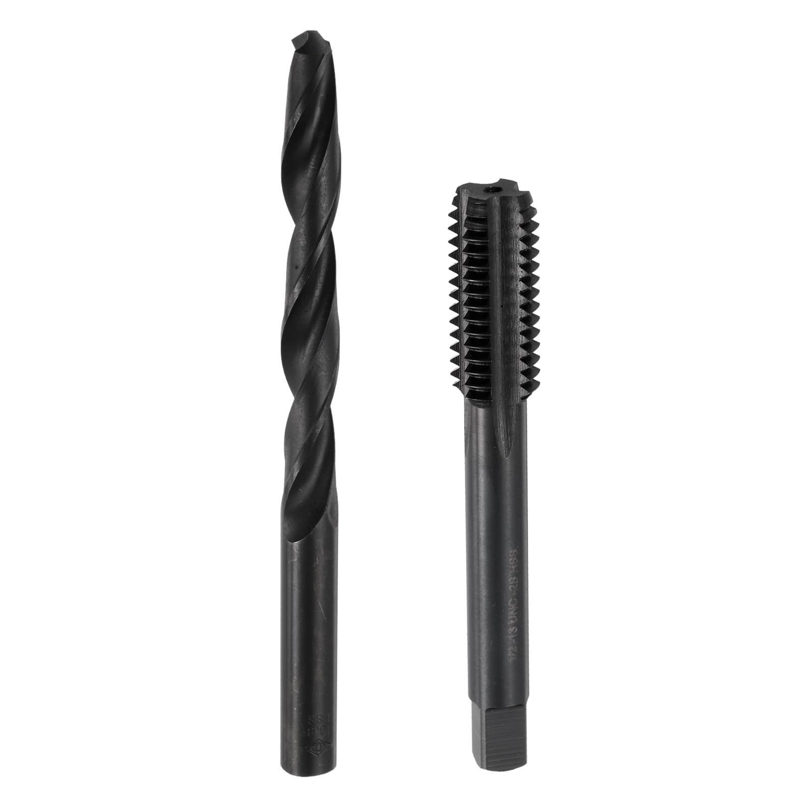 uxcell Tap & Drill Bit Set, 1pcs 1/2-13 UNC Straight Flute Thread Taps and 1pcs 10.8mm Twist Drill Bits, Black Oxide HSS6542 Screw Tapping Threading
