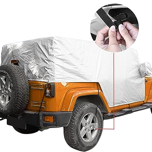 Image of 2 /4 Door Waterproof Car Half Cover Compatible with Jeep Wrangler 1987-2023 Snow Sunshade Hail UV Rain Protection Cab Cover fit for JK JKU JL JLU (2 Door)