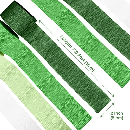 Green Crepe Paper Streamers, Green Party Decorations - 8 Large Rolls, 2In X 120Ft Each Roll - Decorative Creped Roll For Birthday, Festival, Wedding, Backdrop, Photo Booth Decoration, Flower Making #TOP1