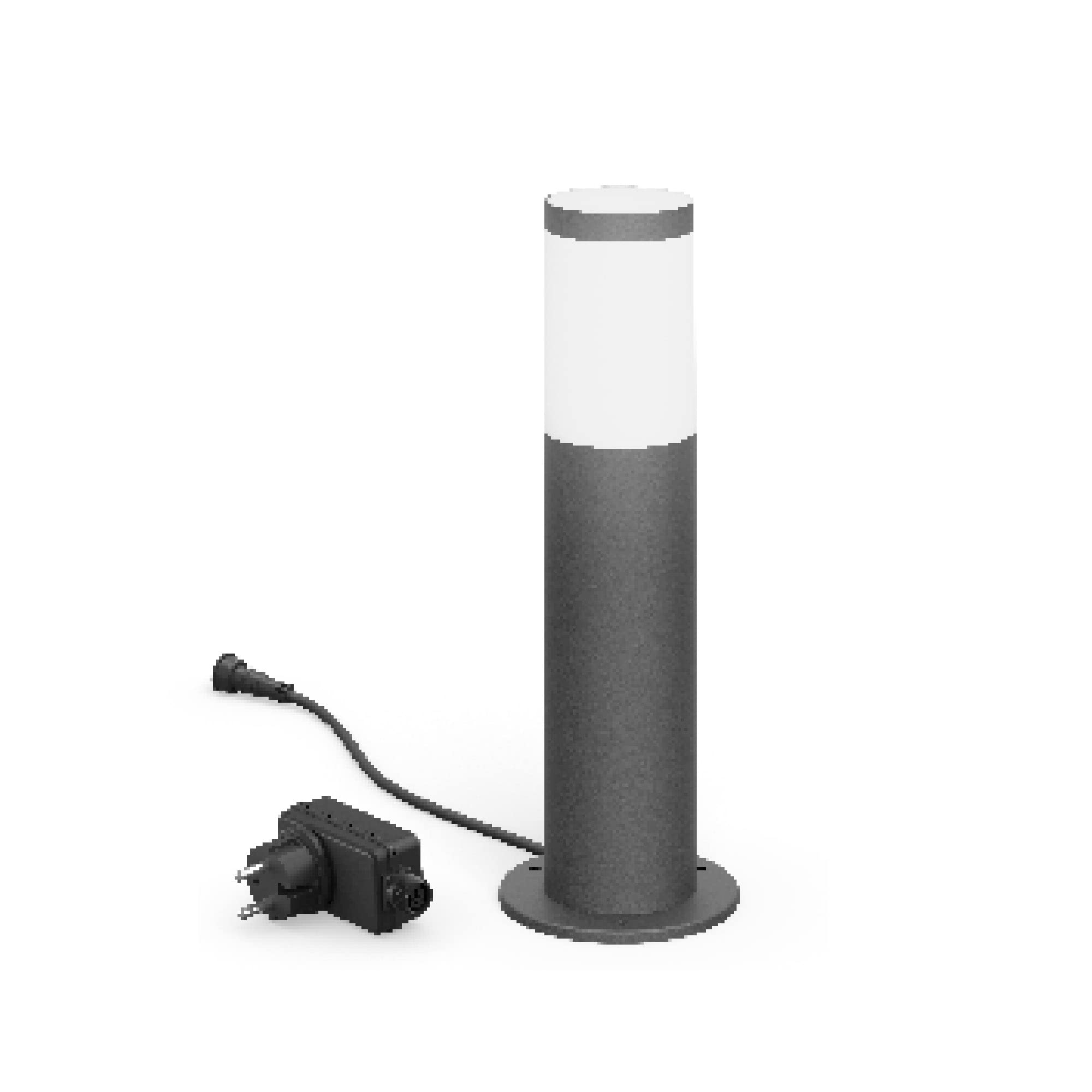 PHILIPS Utrecht Outdoor Sockelleuchte 1-er Starter Set (6 W), wetterfeste Niedervolt Außenleuchte mit warmweißem Licht, energiesparende LED Beleuchtung, anthrazit