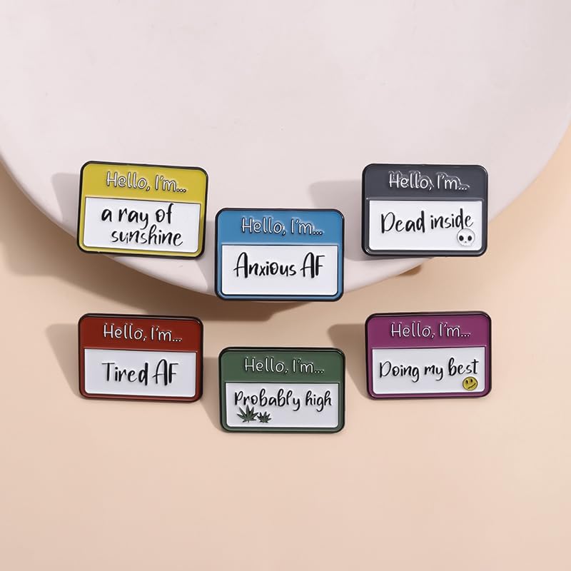 Image of Fun Dialog Enamel Brooch Pins - Express Your Mood with Humor