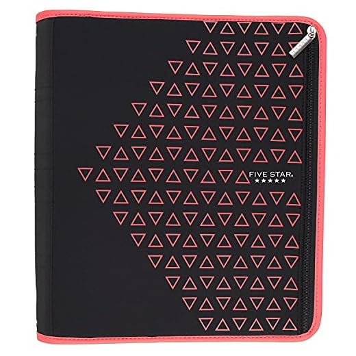 Five Star Zipper Binder, 2 Inch 3 Ring Binder, Xpanz, Coral Triangles (29040HY9)