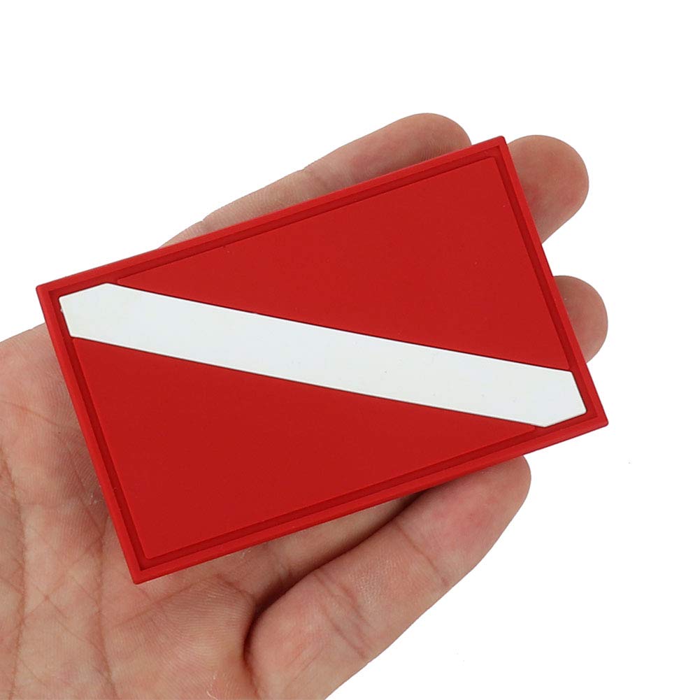 Patch of the Red and White Badge Submarine Diving Flag for DI. PVC Warning, PVC Material, 3.15x1.97 Inches, for Amateurs Navigation