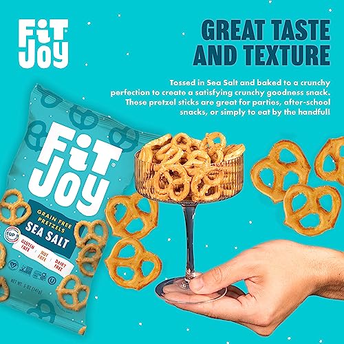 Image of FitJoy Sea Salt Pretzels (Pack of 6, 5 Oz) - Dairy, Nut & Gluten Free Snacks - Grain Free Cassava Root & Chickpea Flour Vegan Pretzel Twists - Classic Snack Pretzels for Moms, Children and More