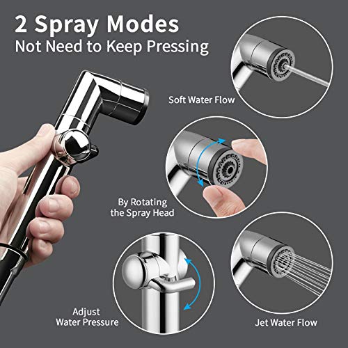 Kaiying Handheld Bidet Sprayer For Toilet, Baby Cloth Diaper Sprayer, Bathroom Muslim Shower Toilet Sprayer Attachment With Hose, Support Wall Or Toilet Mount (Chrome) #TOP1