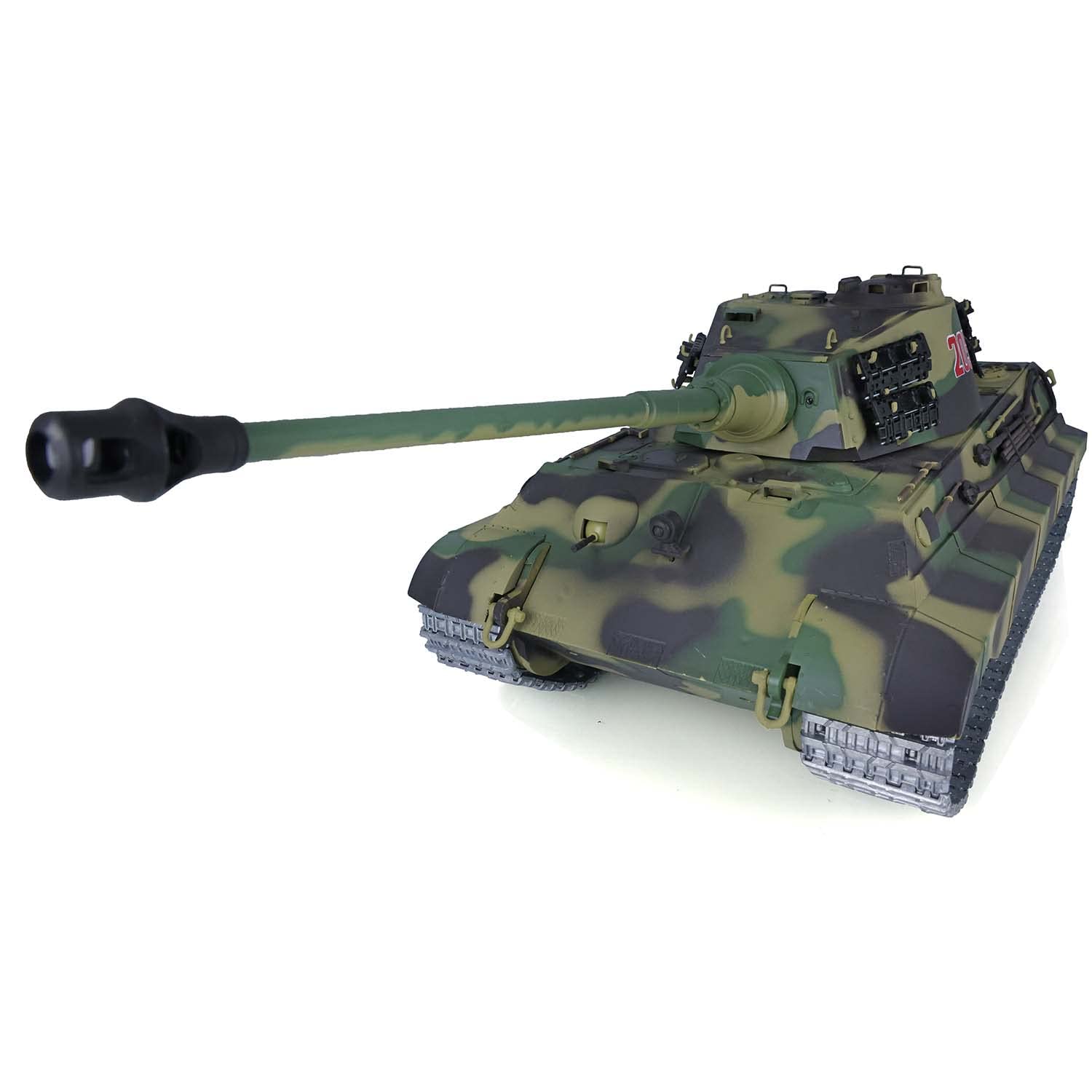 Heng Long RC-Panzer 1/16 7.0 Customized King Tiger 3888A Metallräder Laufrückstoß Infrarot-Kampf 360° drehbarer Turm Rauchgenerator BB-Schuss Airsoft-Panzer, der schießt