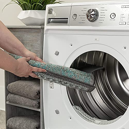 Maples Rugs Kitchen Rug Set - Pelham 2-Pieces Non Skid Machine Washable Mats [Made In Usa] Traditional Vintage Accent And Runner Carpet Sets, 17"X24" + 17"X48", Blue/Grey #TOP4