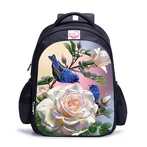 Sac à dos imprimé en 3D à fleurs 16 pouces pour étudiants et adultes