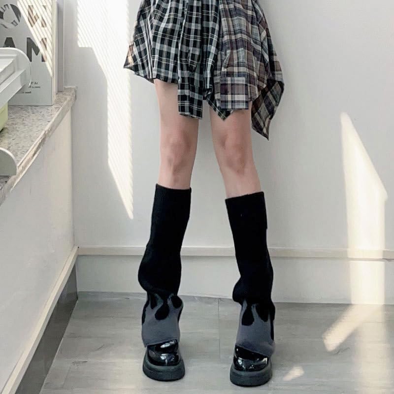 Image of WODECASA Girls Kawaii Leg Warmers Knitted Flared Leg Sleeves Goth Crochet Baggy Cuff Ankle Heap Socks