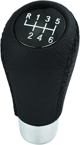 Pomo de palanca de cambios de 6 velocidades Mango de palanca de cambios de automóvil Cabeza de palanca de cambios de cuero PU para la mayoría de