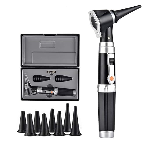 Jiusion 3X Otoscope with LED Handheld Ear Magnifier Scope for Doctor & Home | Portable Ear Check Scope with 8 Specula Caps & Storage Case for Adults, Kids, Pets, Dogs, Cats