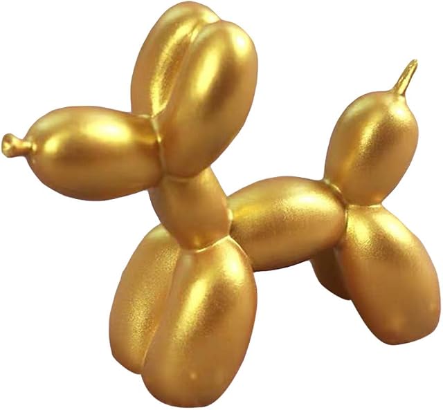 FYBlossom Resin Balloon Dog Figurine Statue Home Decor,Cute Puppy Balloon Resin Sculpture Gifts Fashion Dessert Table Ornament Birthday Cake Decorations (Gold)
